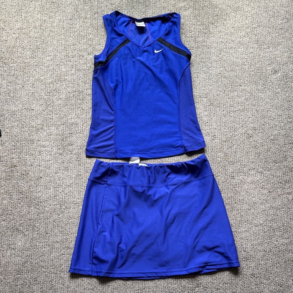 Nike Royal Blue Sports Tank and Tennis Skirt Set